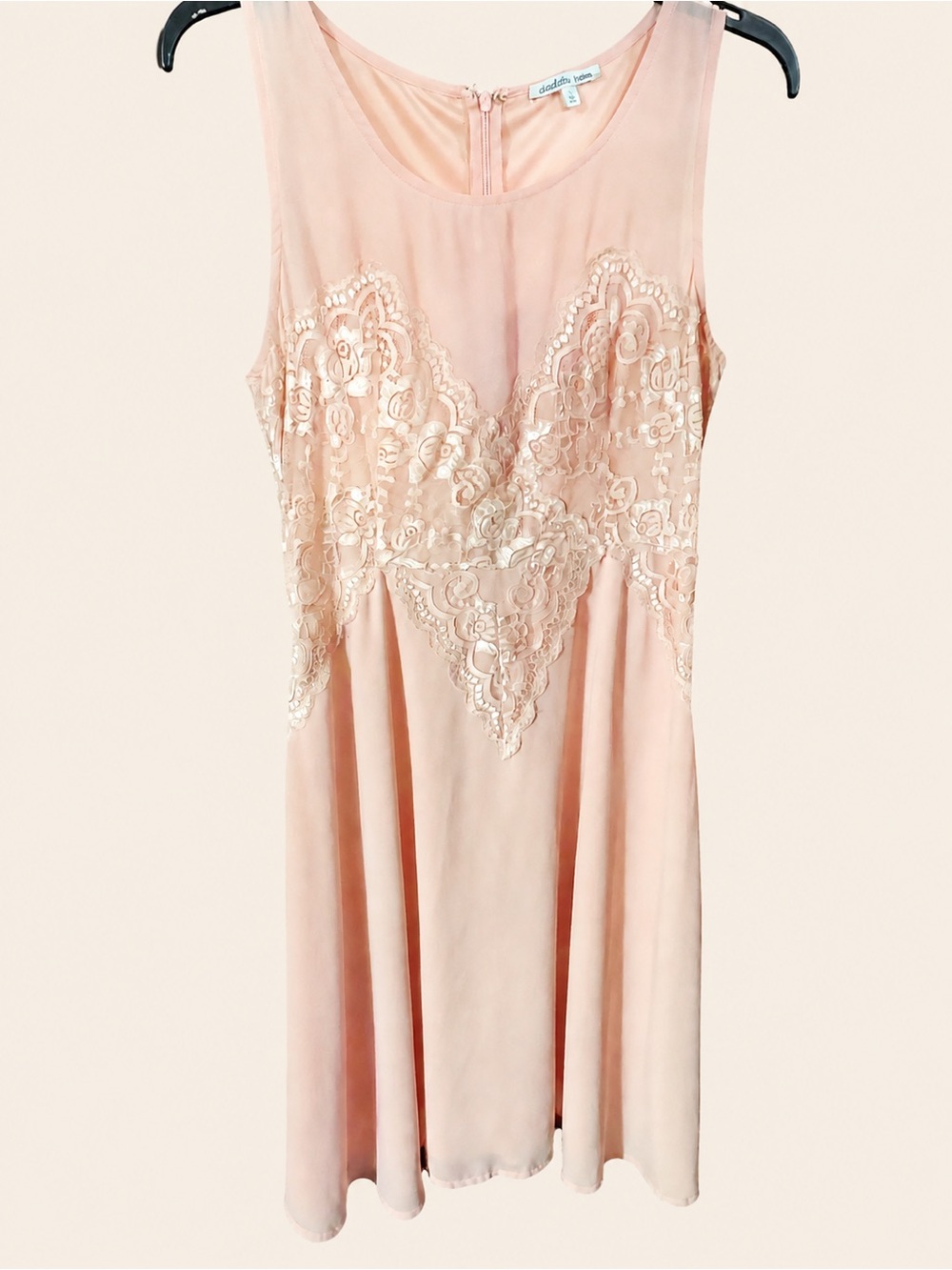 Charlotte Russe Blush Pink Lace-Embellished Formal Dress- Sz L